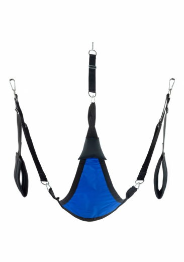 Sex-Sling Set m. Kissen dreieckig Segeltuch blau-schwarz