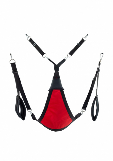 Sex-Sling Set m. Kissen dreieckig Segeltuch rot-schwarz