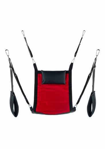 Set Sex-Sling avec coussin rectangulaire en toile rouge-noir