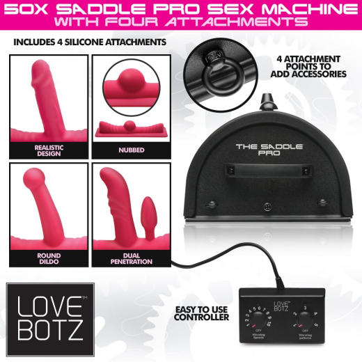 Sexmaschine LoveBotz Saddle Pro 50X m. 4 Aufsätzen