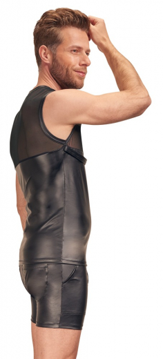 Shirt ärmellos m. Brustriemchen & Netzeinsatz Mattlook