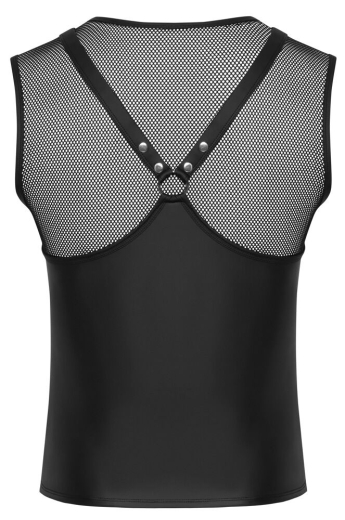 Shirt ärmellos Harness-Style Mattlook & Netz m. transparentem grobem Netzstoff im Brustharness-Stil günstig kaufen