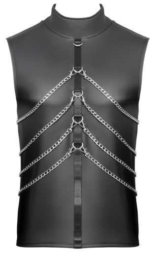 Shirt ärmellos m. Ketten & Stehkragen Mattlook mit O-Ringen & abnehmbaren Karabiner-Zierketten kaufen