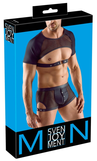 Shirt open Chest Mesh & Mattlook elastic with adjustable Underbust-Strap & short Sleeves by SVENJOYMENT buy cheap