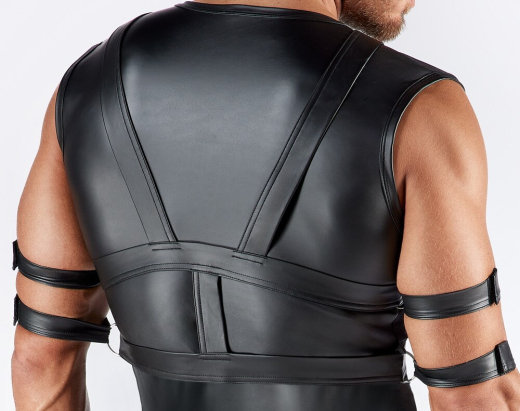 Shirt & Brustharness Netz & Mattlook mit 4 weichen Arm-Fesselriemen einstellbarer Harness von SVENJOYMENT kaufen