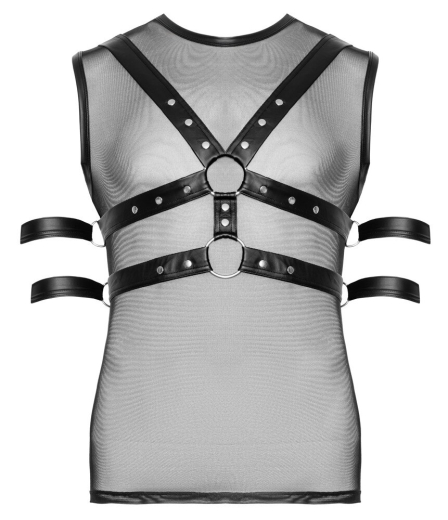 Shirt & Brustharness Netz & Mattlook mit 4 Arm-Fesselriemen im Seteinstellbarer Harness von SVENJOYMENT günstig kaufen