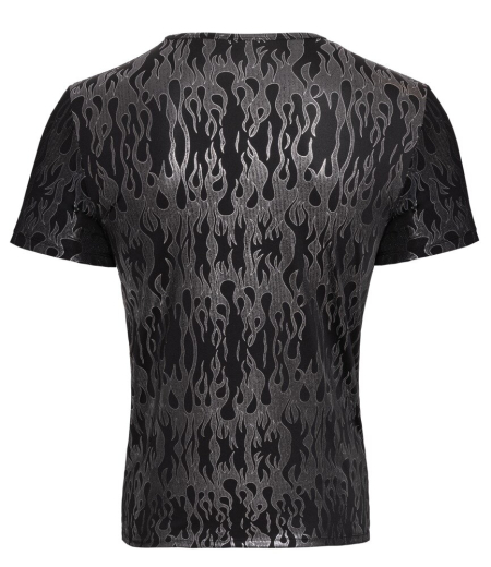 Shirt kurzarm m. Mystic Metallic Design flammenähnliches silberfarbenem Dekor bis 3XL günstig kaufen
