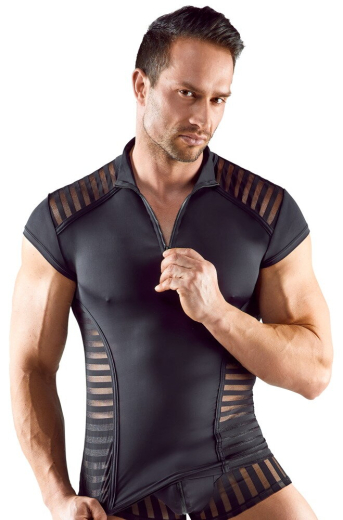 Shirt m. transparenten Streifeneinsätzen Mikrofaser