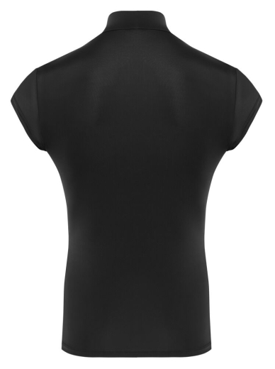 Shirt m. transparenten Streifeneinsätzen Mikrofaser schwarzes Kurzarm-Shirt mit Reissverschluss günstig kaufen