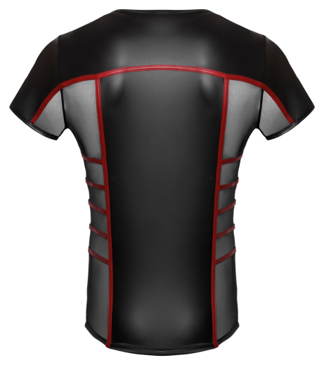 Shirt m. Netzeinsätzen Mattlook schwarz-rot