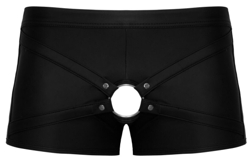 Shorts m. Cockring Showmaster Mattlook schwarz-rot m. austauschbarem Metallring vorne von SVENJOYMENT kaufen