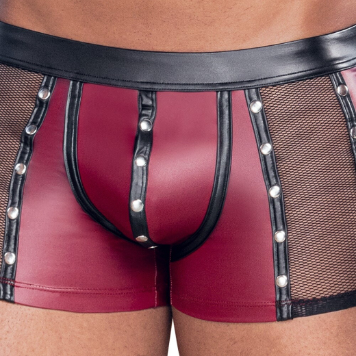 Shorts w. Rivets & Mesh red-black Mattlook transparent Inserts Snap-Buttons @Bag elastic Waistband up to XXL buy cheap