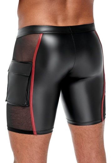Shorts m. Netzeinsätzen Mattlook schwarz-rot