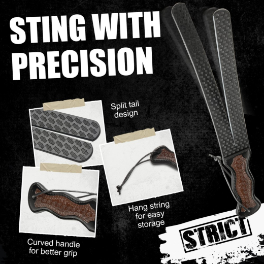 SM-Paddle Scottish Tawse PU-Leather 2 ridged Ends curved Handle Punishment Tool from STRICT buy cheap