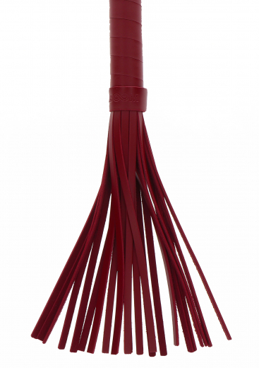 SM-Peitsche Flogger rot-gold Kunstleder 32cm