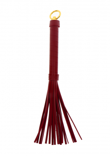 SM-Peitsche Flogger rot-gold Kunstleder 32cm
