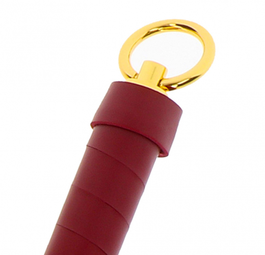 SM-Peitsche Flogger rot-gold Kunstleder 32cm