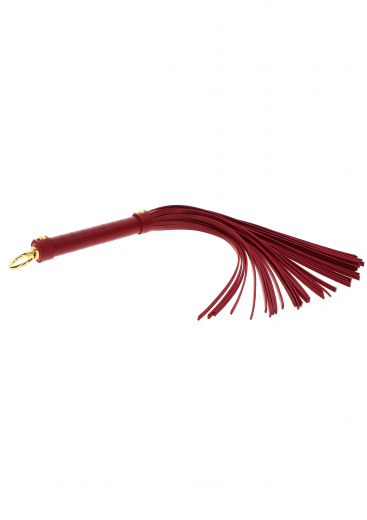 SM-Peitsche Flogger rot-gold Kunstleder 47cm