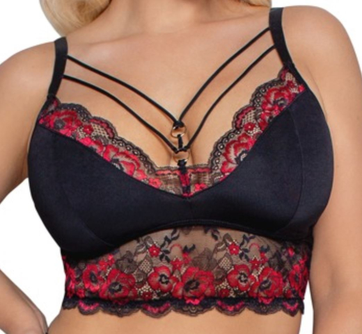 Soft-Bra w. Bands & Waist-Thong Lace large Sizes bicolor