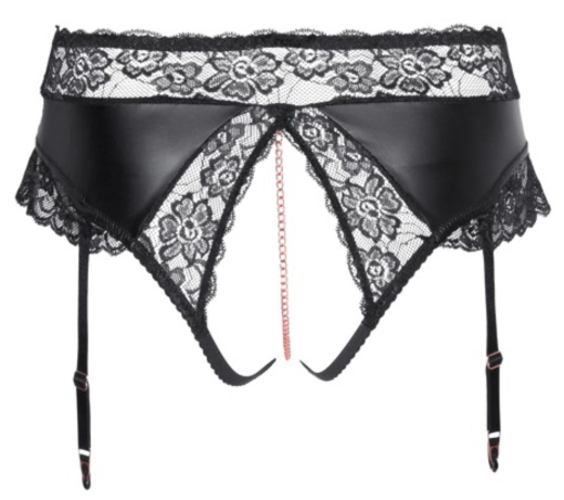 Soft-BH & Straps-Slip ouvert Mattglanz & Spitze grosse Grössen schwarz