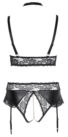 Soft-BH & Straps-Slip ouvert Mattglanz & Spitze grosse Grössen schwarz