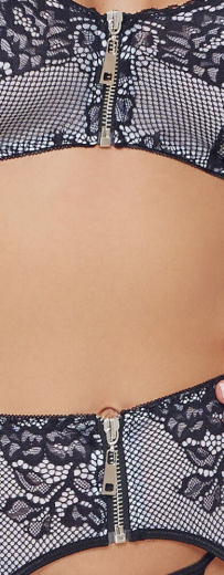 Soutien-gorge avec porte-jarretelles et string ouvert en dentelle Ensemble de lingerie érotique de COTTELLI LINGERIE à bas prix