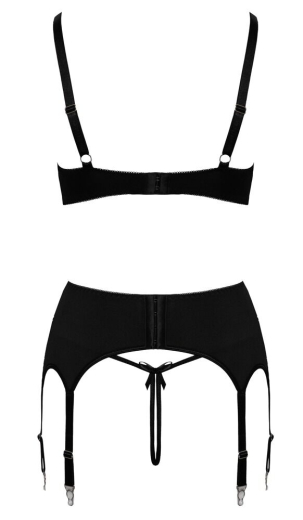 Soutien-gorge avec porte-jarretelles et string ouvert en dentelle élastique Fermeture éclair sur le soutien-gorge et le porte-jarretelles acheter à bas prix