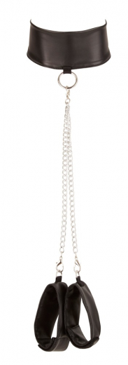 Soft-BH & Strapsstring ouvert m. Halsband & Handfesseln