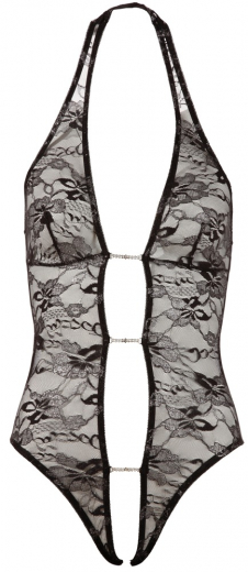 Bodysuit completely open Lace w. Rhinestone Chains