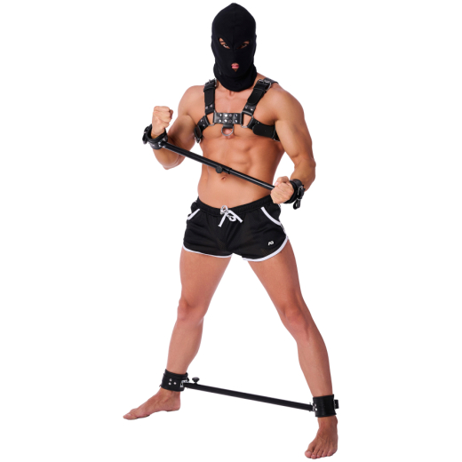 Spreizstange verstellbar m. Lederfesseln gepolstert 35-60cm schwarze Stahl-Stange mit Drehknopf einstellbar kaufen