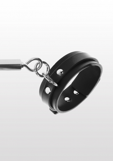 Spreizstange verstellbar silber & Fussfesseln schwarz Kunstleder