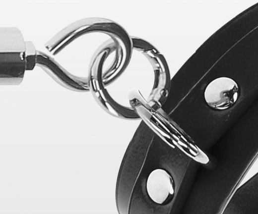 Spreizstange verstellbar silber & Fussfesseln schwarz Kunstleder