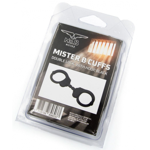Stahl-Handschellen m. Drehscharnier Double Lock schwarz drehbares Gelenk Sicherheitsmechanismus von MISTER B kaufen