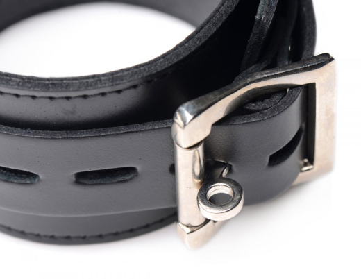 Stahl-Spreizstange lederumwickelt & Fussfesseln abschliessbar mit Drehkarabiner Echtlederfesseln günstig kaufen