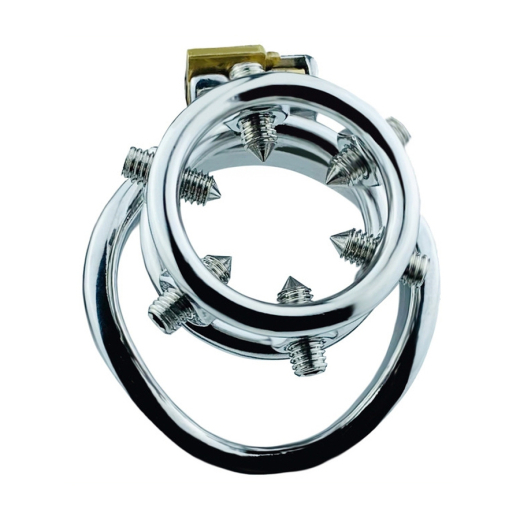 Steel Ring Chastity Cage w. Thorns & integrated Lock 45mm