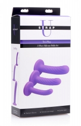 Strap-On Dildoset gerillt Silikon violett