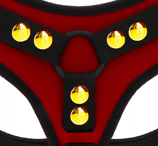 Strap-On Harness Deluxe rot-gold Kunstleder