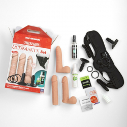 Strap-On Harness Set 3 Dildos Dual Density UltraSkyn couleur chair