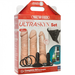 Strap-On Harness Set 3 Dildos Dual Density UltraSkyn couleur chair