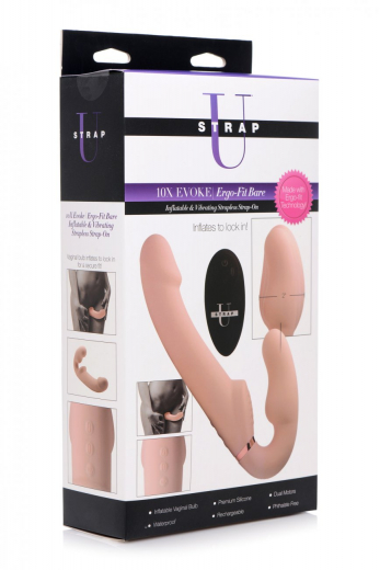 Strapless Strap-On Vibrator inflatable w. Remote Evoke