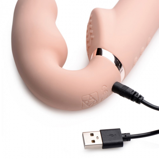 Strap-On Vibrator riemenlos aufblasbar m. Fernsteuerung Twist beige