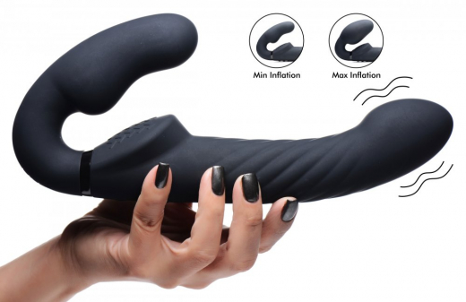 Vibromasseur Strap-On sans ceinture gonflable avec télécommande Twist noir
