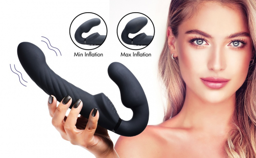 Strap-On Vibrator riemenlos aufblasbar m. Fernsteuerung Twist schwarz