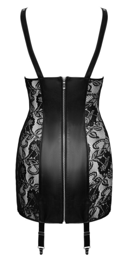 Straps-Minikleid busenfrei m. Reissverschluss Leder Spitzeneinsätze abnehmbare Strumpfhalter von ZADO kaufen
