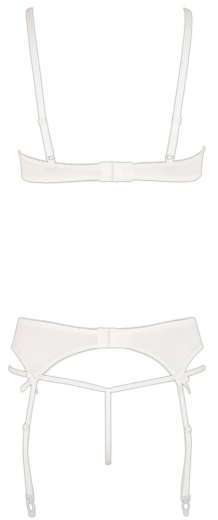 Straps-Set ouvert Feinnetz & Satin bestickt weiss