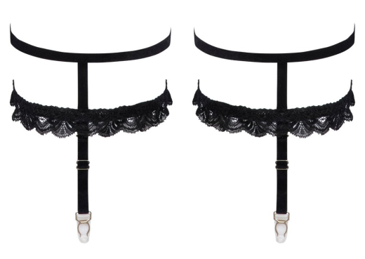 Straps-Strumpfbänder doppelt m. Metallclips aus elastischem Samt & Spitze & Metallringen von COTTELLI günstig kaufen