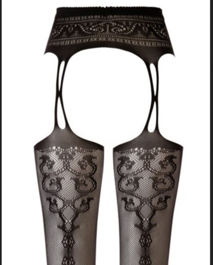 Straps-Strumpfhose Feinnetz m. Nahtmuster hinten