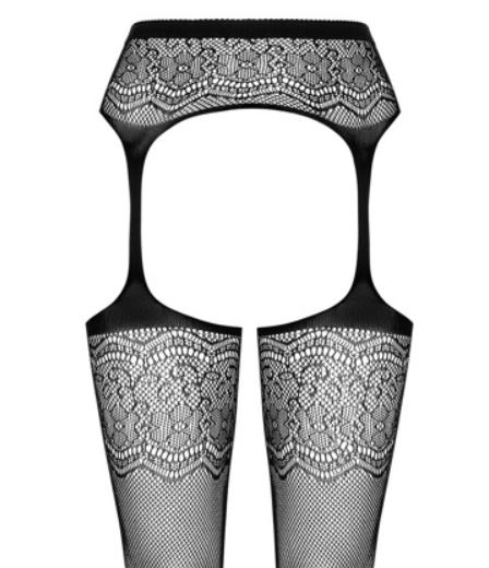 Straps-Strumpfhose Netz m. Blumenmotiv Obsessive S207 Strümpfe & Strumpfhaltergürtel in Einem kaufen