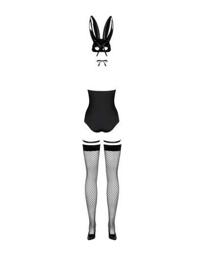 Suspender Body Costume-Set Black Bunny 5-Pieces Tube-Bodysuit PVC-Headmask Collar & Fishnet Stockings buy cheap