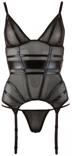 Suspender Shirt & Thong Mesh & Wetlook-Stripes